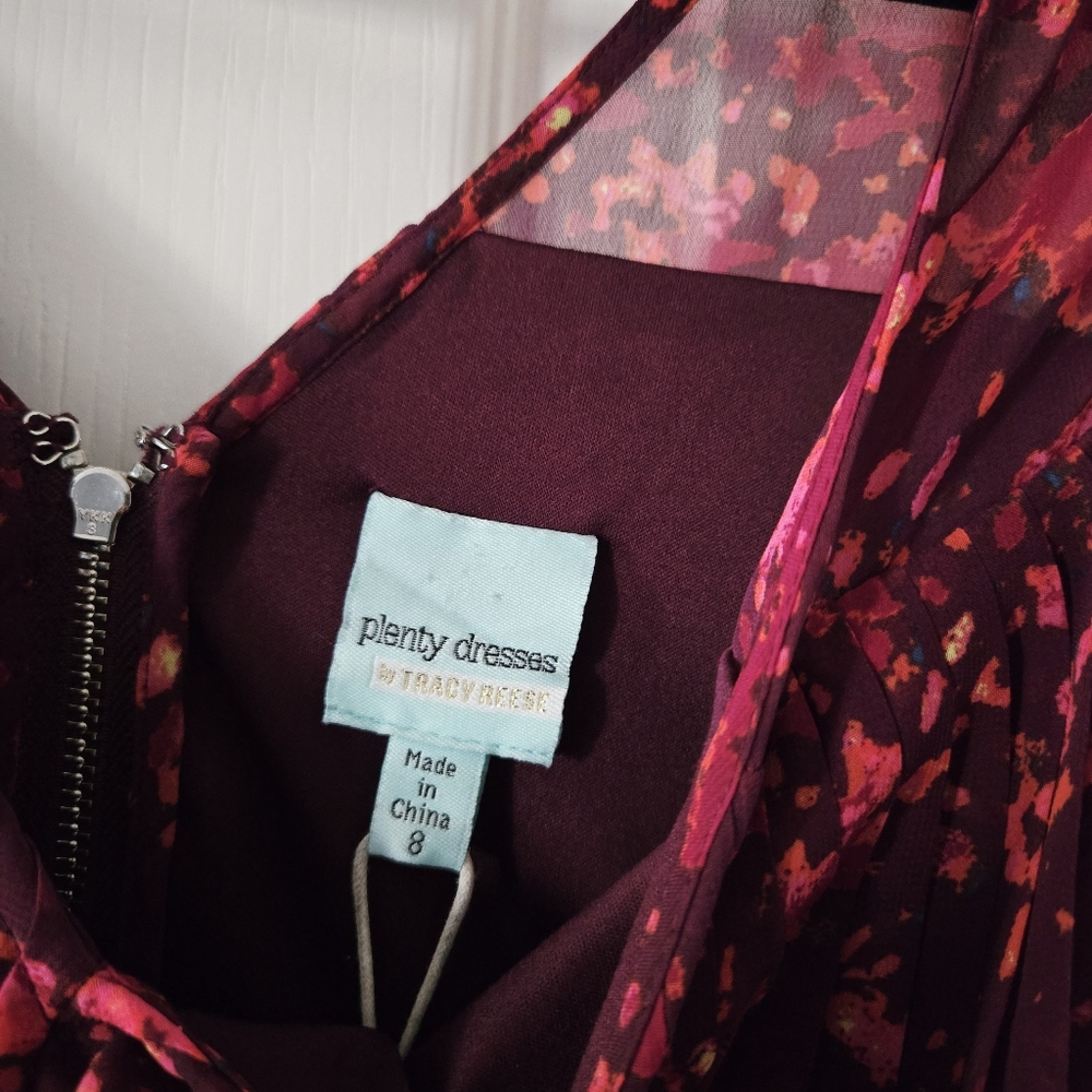 ANTHROPOLOGIE PLENTY BY TRACY REESE Evanthe Pleated Floral Hi-Low Dress Size 8 - Picture 7 of 12